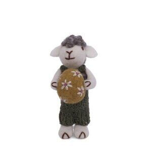 NWT FAIR TRADE Gry & Sif Felt White EASTER LAMB w/Egg WOOL FELT NEPAL